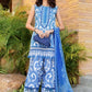 M prints blue cord set 3pice unstitched
